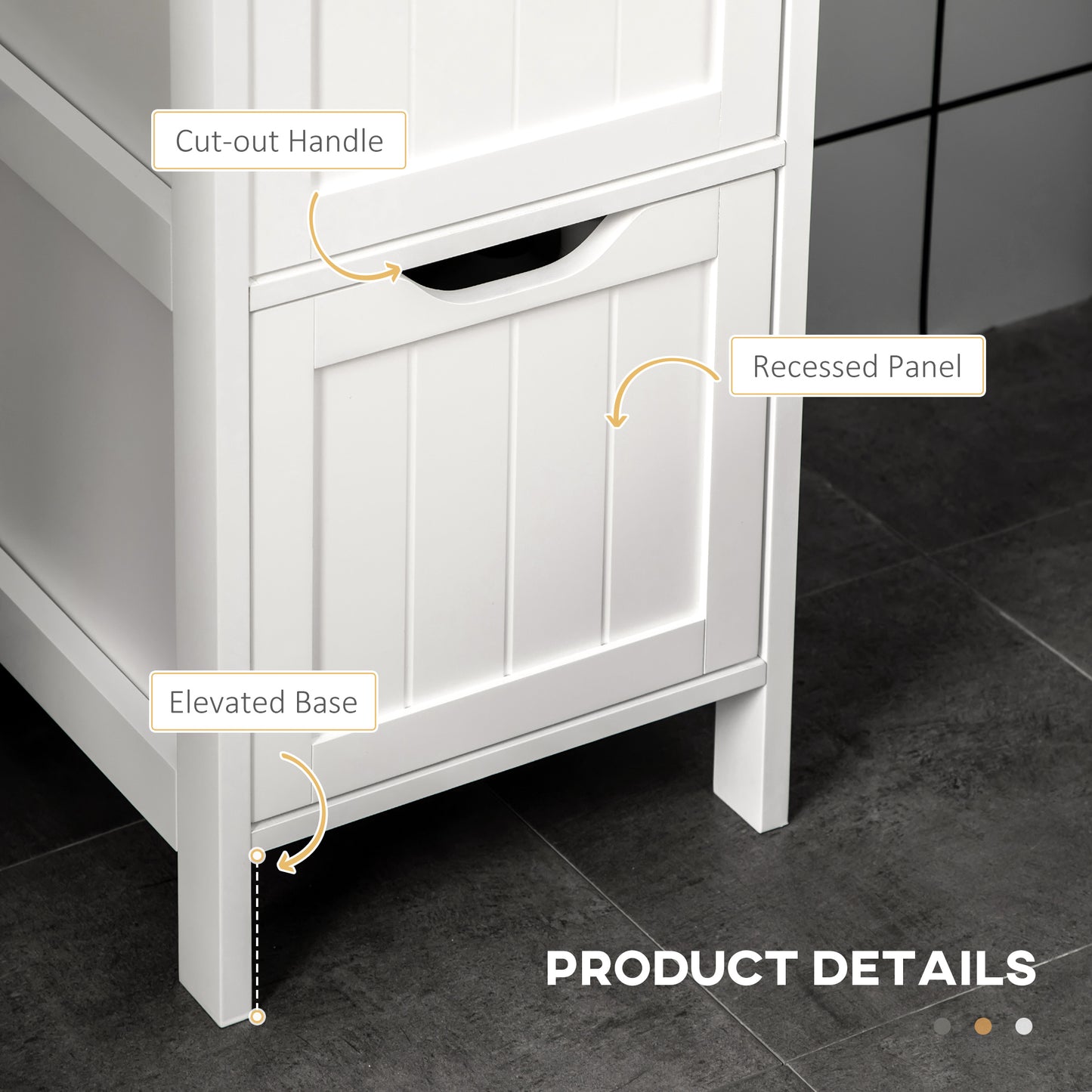 kleankin Narrow Bathroom Cabinet with 3 Drawers and 2 Tier Shelf, Tall Cupboard Freestanding Linen Tower, White