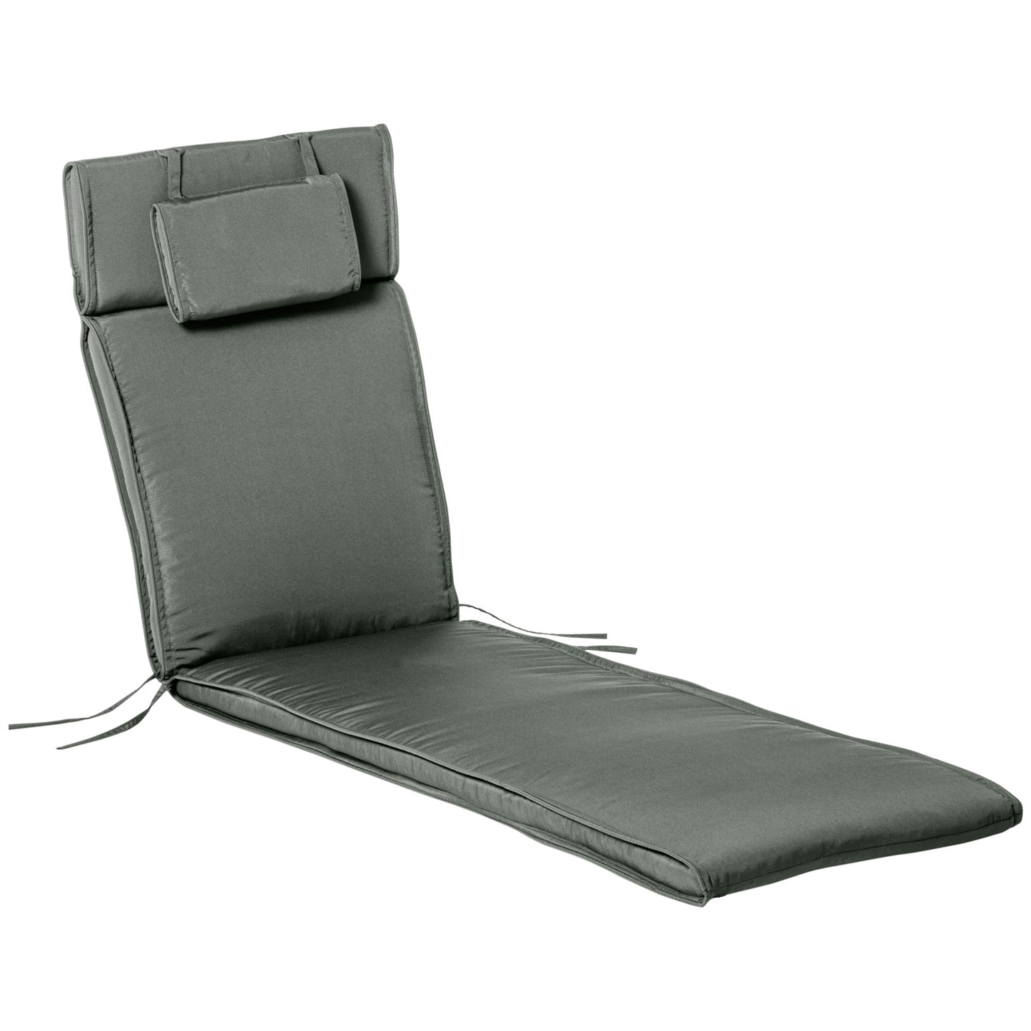 Outsunny Garden Lounger Chair Cushion Replacement, Deep Seat Patio Cushions with Thick Padded, Headrest, Removable Cover, Grey