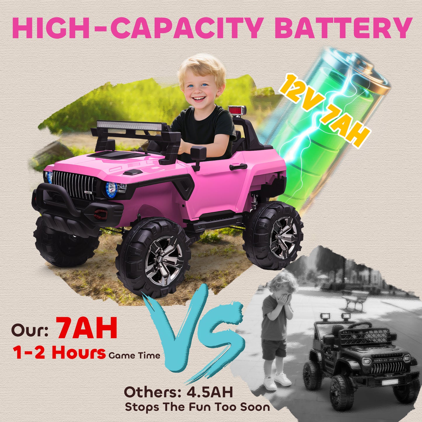 Aosom Kids Ride-On Car 12V RC 2-Seater Police Truck Electric Car For Kids with Full LED Lights, MP3, Parental Remote Control (White)