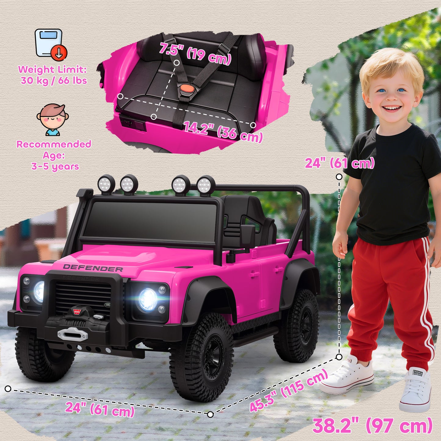 Qaba Land Rover Licensed Kids Ride on Truck with Remote Control, Spring Suspension, LED Lights, 3 Speed, Dark Green