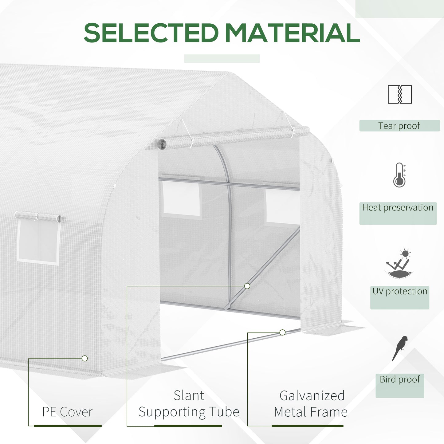 Outsunny 11.5'x9.8'x6.6' Portable Walk-In Tunnel Greenhouse Garden Warm House - White