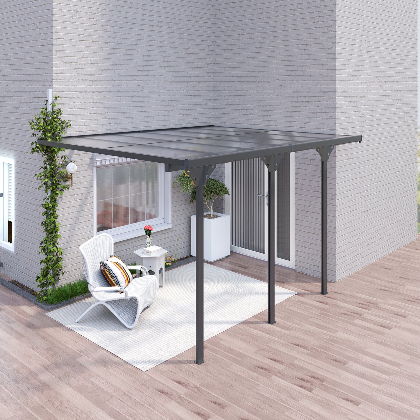Outsunny 10' x 10' Outdoor Hardtop Pergola Gazebo with Adjustable Height, Aluminum Pergola with Polycarbonate Roof, UV Protection, Grey