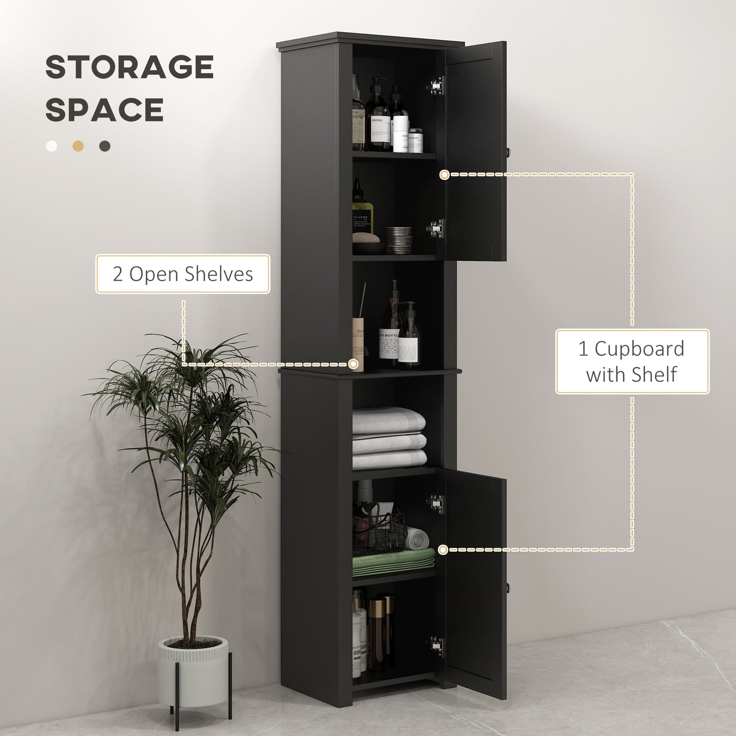 HOMCOM Tall Medicine Cabinet, Freestanding Bathroom Storage Cabinet with Shelves and 2 Cupboards, Bathroom Organizer, White
