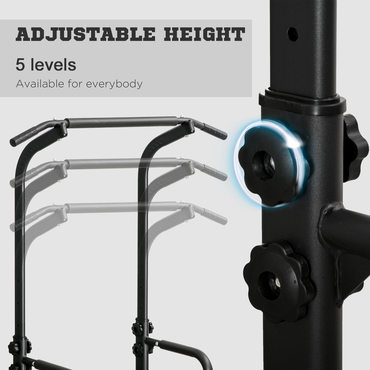 Soozier Power Tower Dip Station Pull Up Bar, Multi-Function Push Up Equipment with Adjustable Height for Home Gym Strength Training Workout Fitness, Black