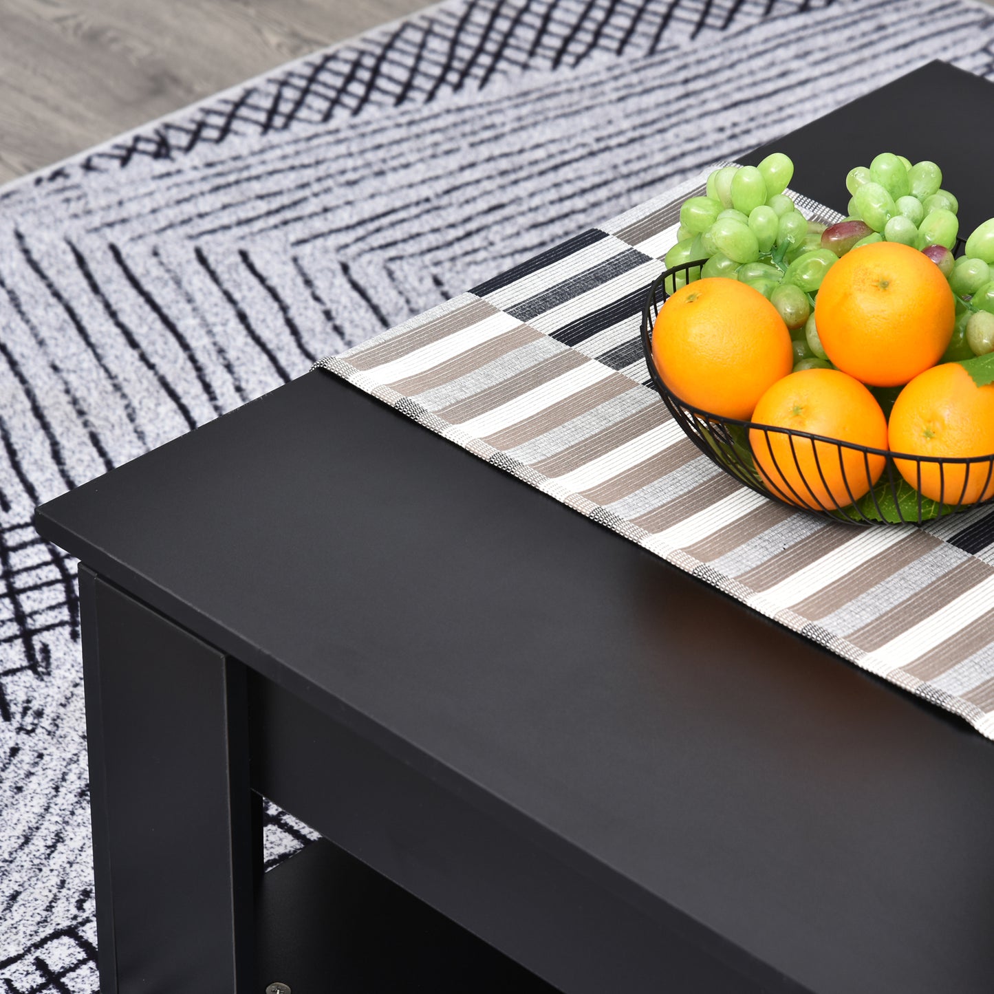 HOMCOM Modern Coffee Table with Storage Shelf, Square Cocktail Table, Center Table for Living Room, Grey