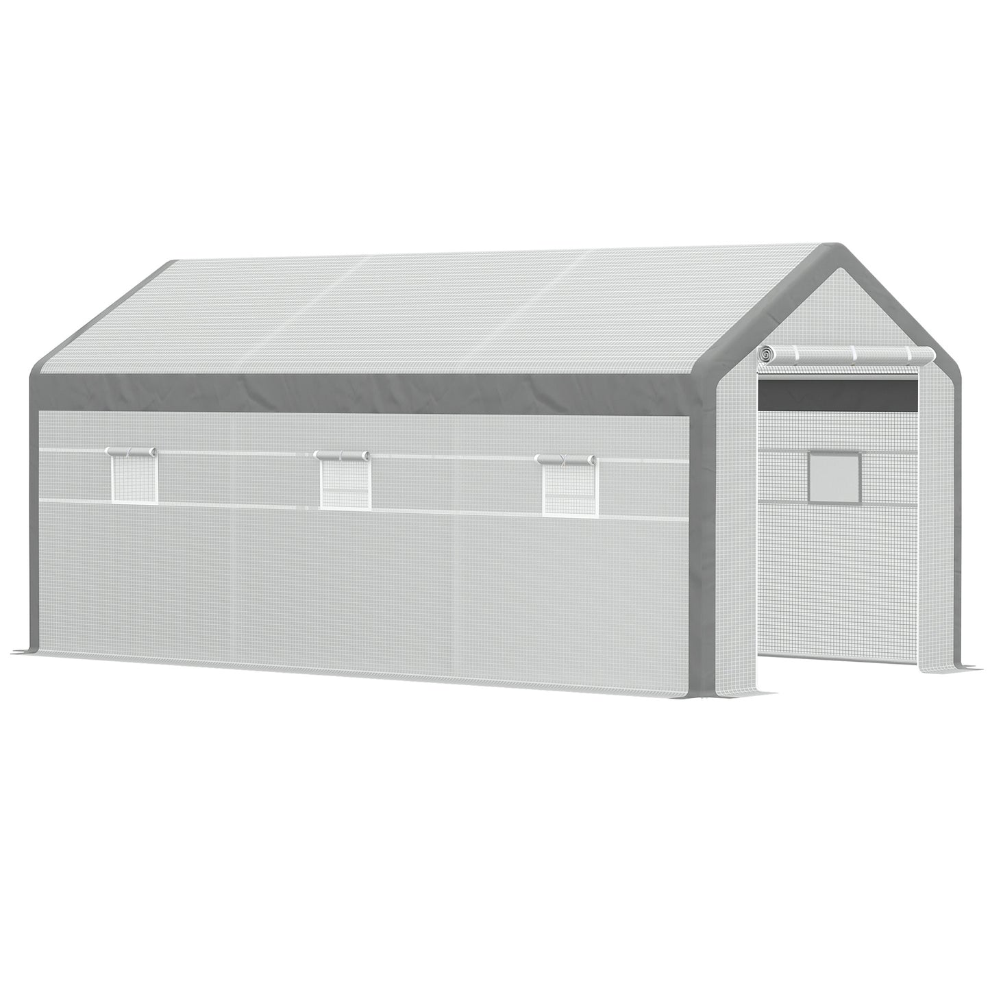 Outsunny 6.6' x 10' x 7' Heavy Duty Walk-In Greenhouse Vegetable Seed Growth Tent Outdoor Plant Growing Tunnel Warm House Flower Shed Backyard White