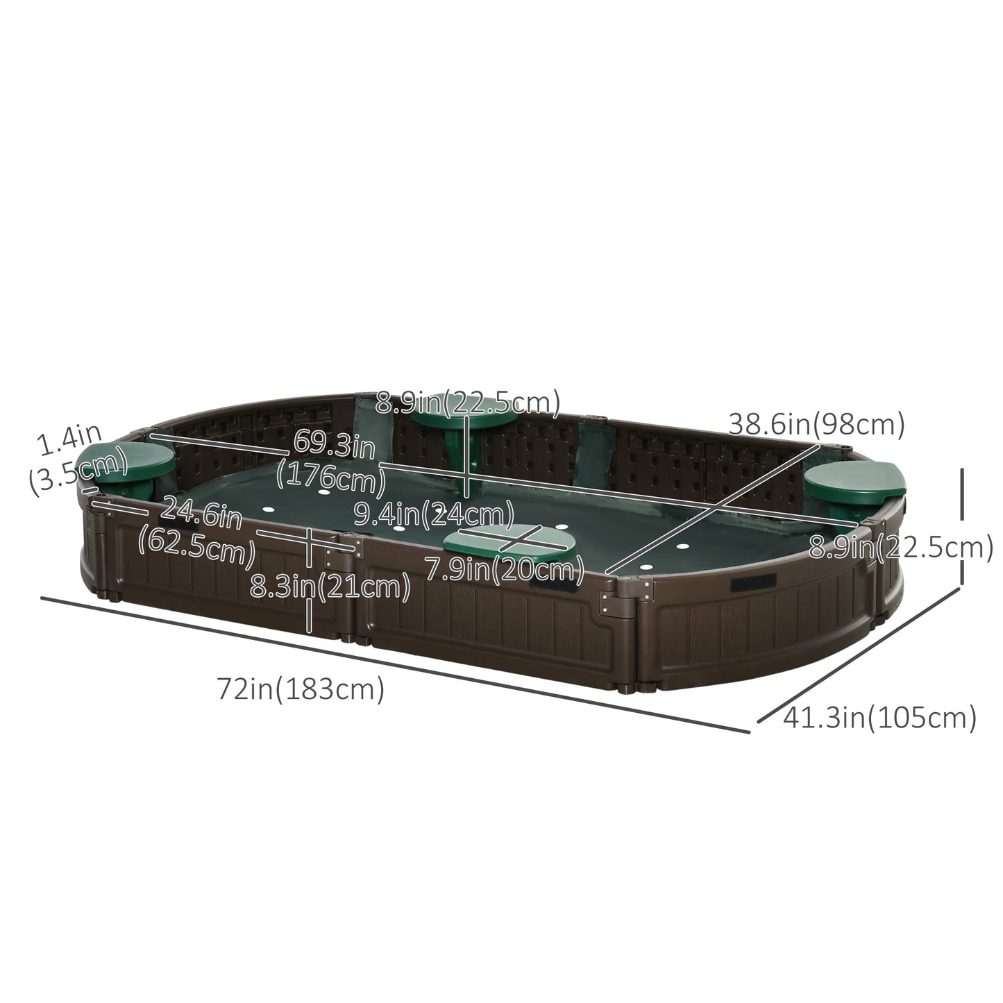 Outsunny Kids Sandbox with Cover, Seat, Sandbox Outdoor for Backyard, Brown