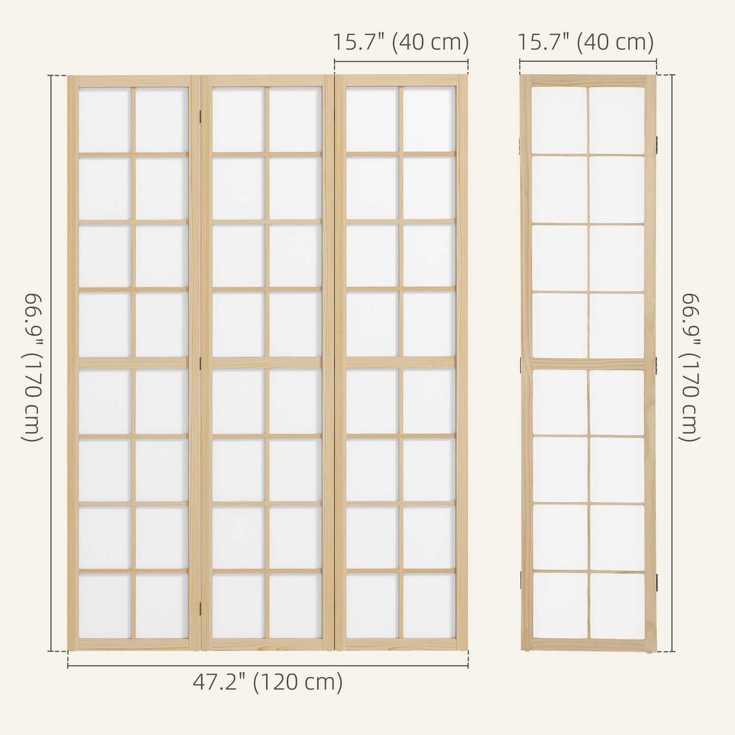 HOMCOM 4 Panel Room Divider, 5.6 ft Folding Wall Divider Room Partition for Home Office, Bedroom, Living Room
