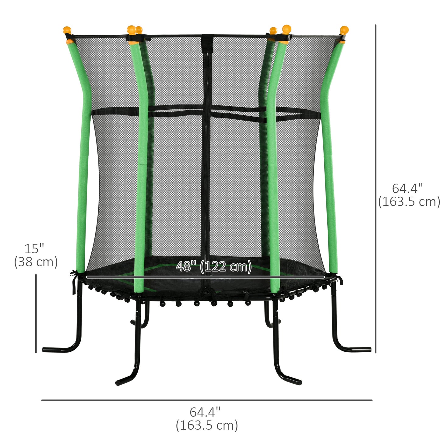 Soozier 64" Kids Trampoline Indoor/Outdoo with Enclosure Net Elastic Thick Padded Pole Gift for Ages 3-10 Years Old Red