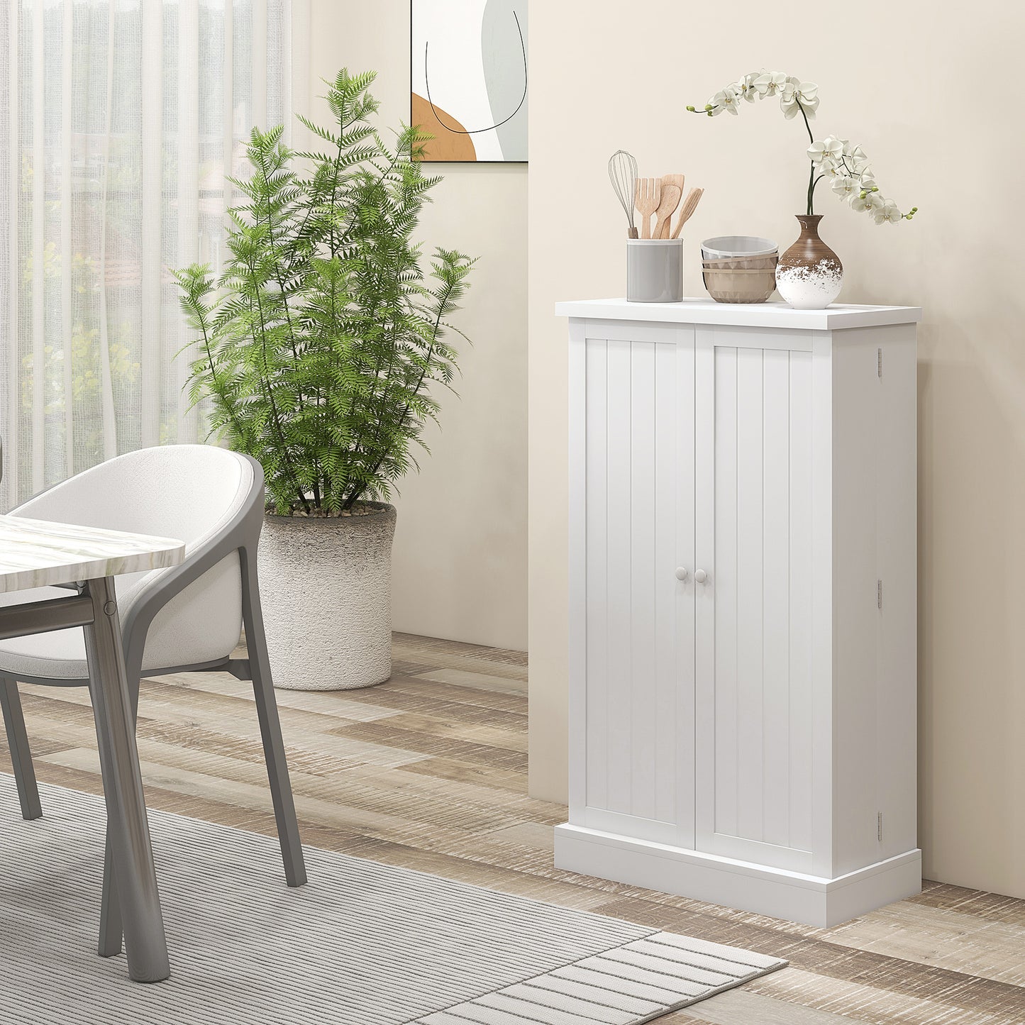 HOMCOM Freestanding Kitchen Pantry Storage Cabinet Kitchen Cabinet with 5-Tier Shelf 12 Spice Racks Adjustable Shelves White
