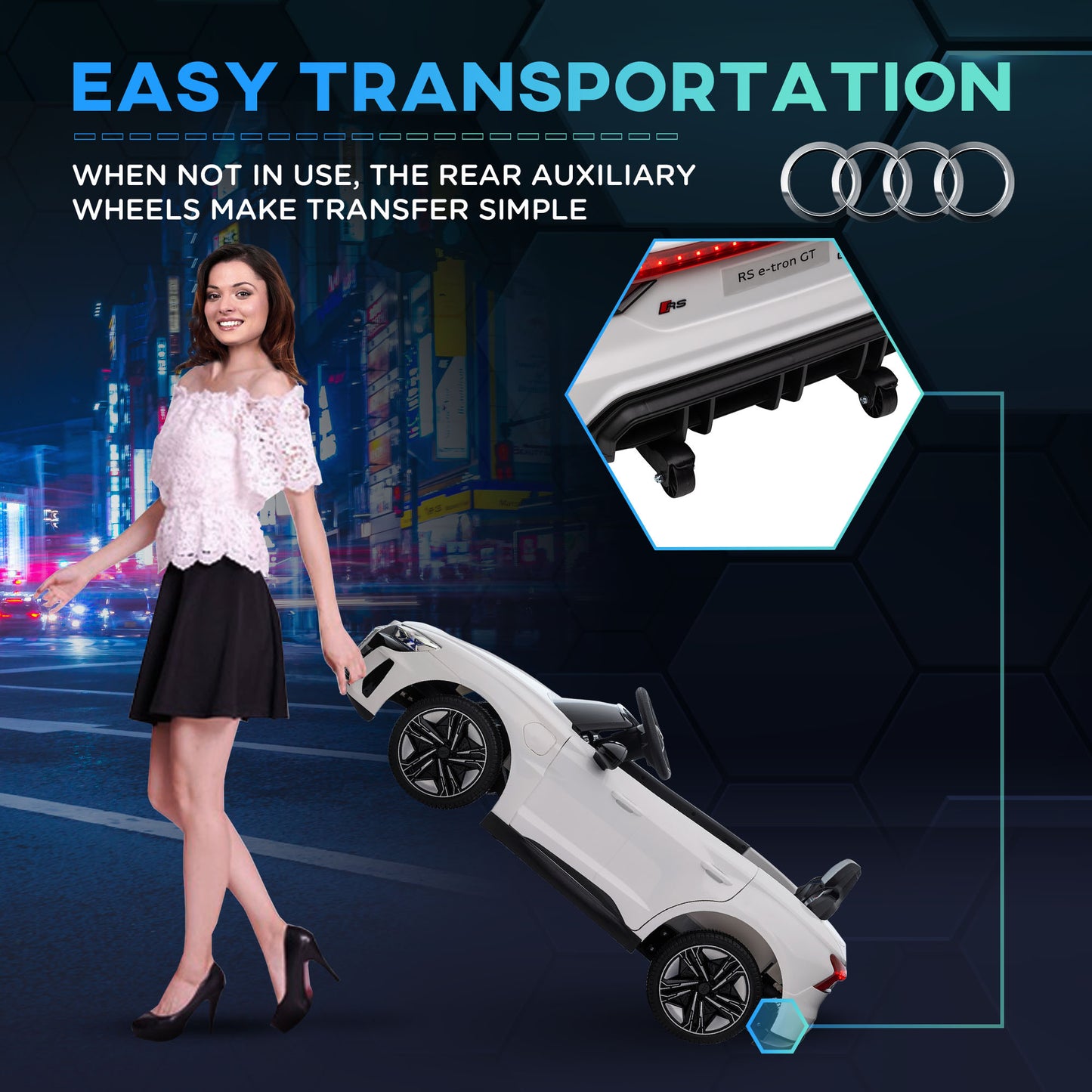 Aosom Ride-On Toy On Car with Remote Control, 12V 3.1 MPH Electric Ride for Kids w/ Suspension System, Horn Honking, White