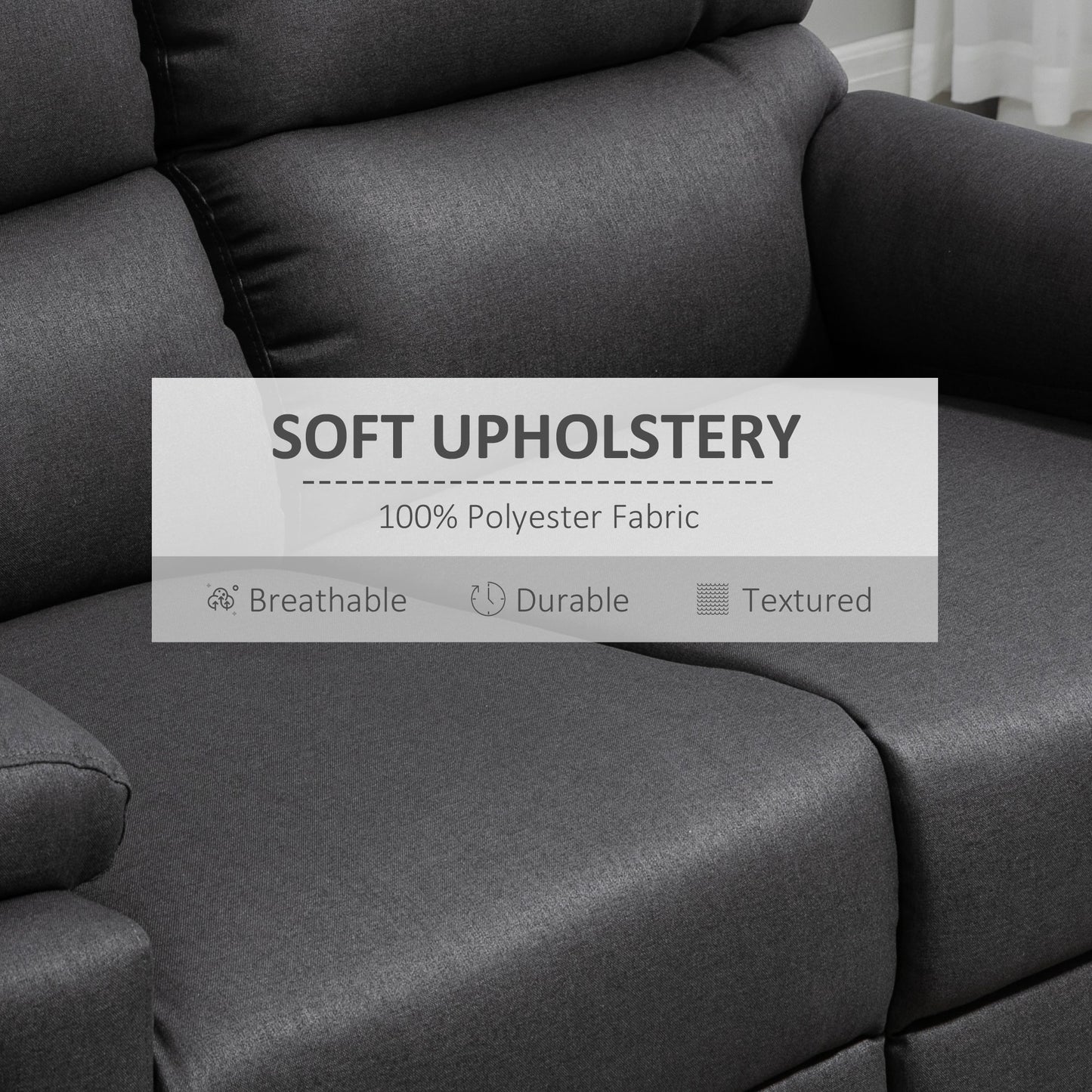 HOMCOM 2 Seater Reclining Chair, Loveseat Recliner Sofa with Footrest and Split Backrest, Dark Grey