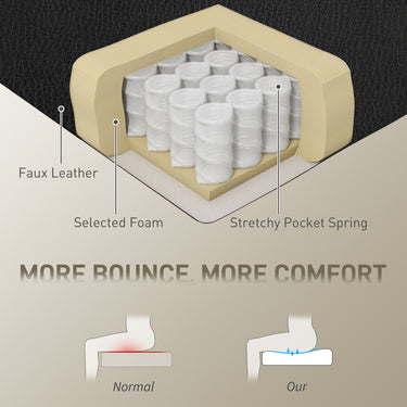 HOMCOM Big and Tall Office Chair, 400 lbs Overstuffed Desk Chair with Spring Cushion, Shaped Foam, PU Leather