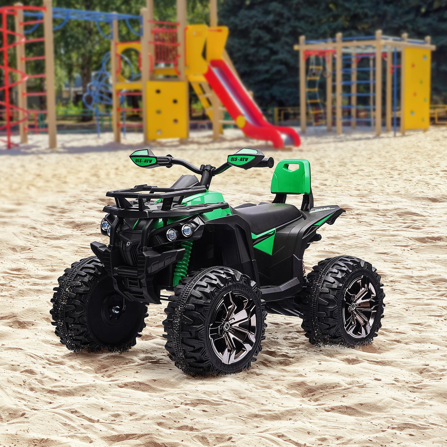 Aosom Kids Ride-on Car, 12V/10AH Four Wheeler Kids ATV, Battery Powered Off-Road Quad with MP3, Headlights, Suspension, 1.8-5 mph, Red
