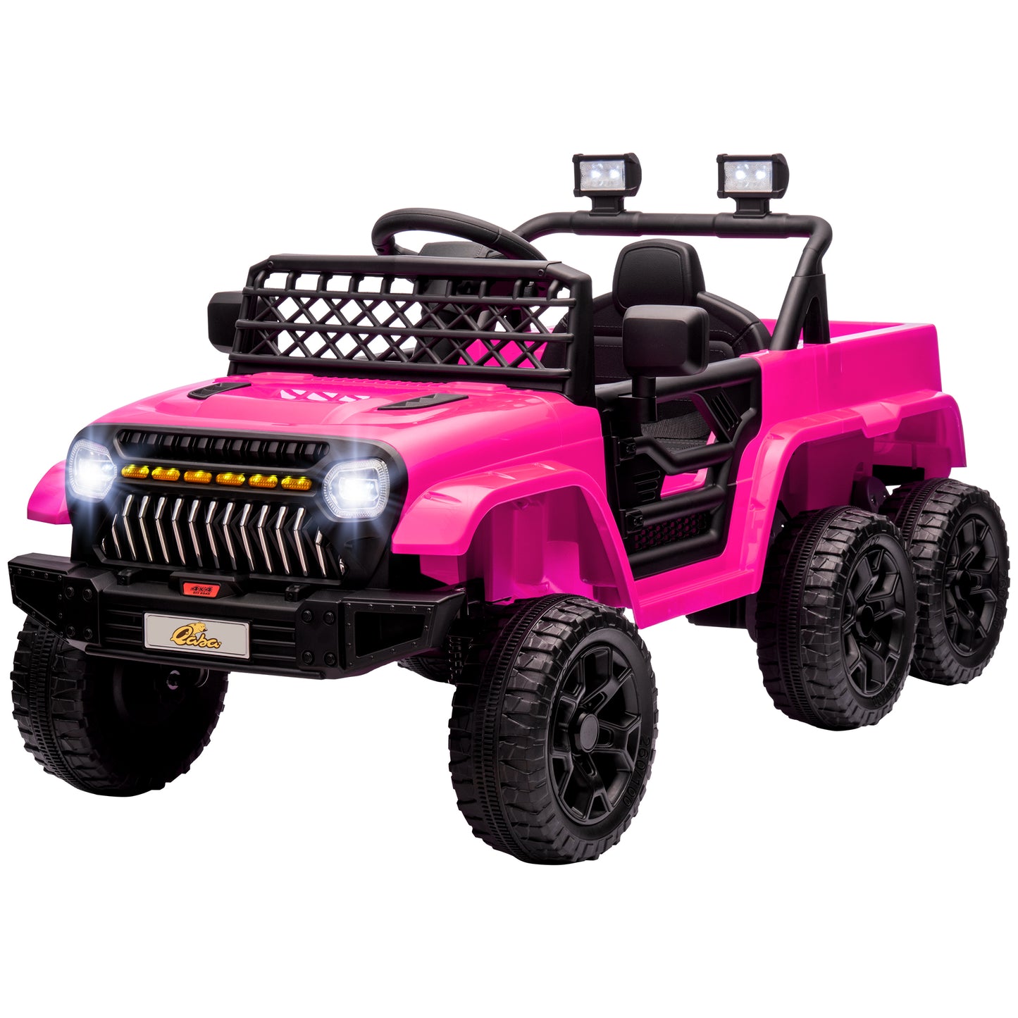 Qaba 12V 4WD/2WD Kids Electric Car w/ Remote Control, Spring Suspension, Back Trailer, Light, Music, Soft Start, Dark Green