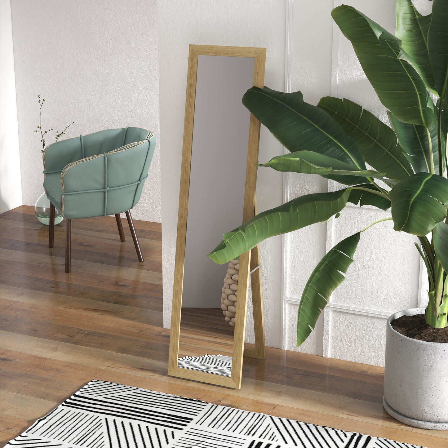 HOMCOM 15" x 62" Full Length Mirror for Bedroom, Free Standing Dressing Mirror, Wall Mirror for Living Room, Grey