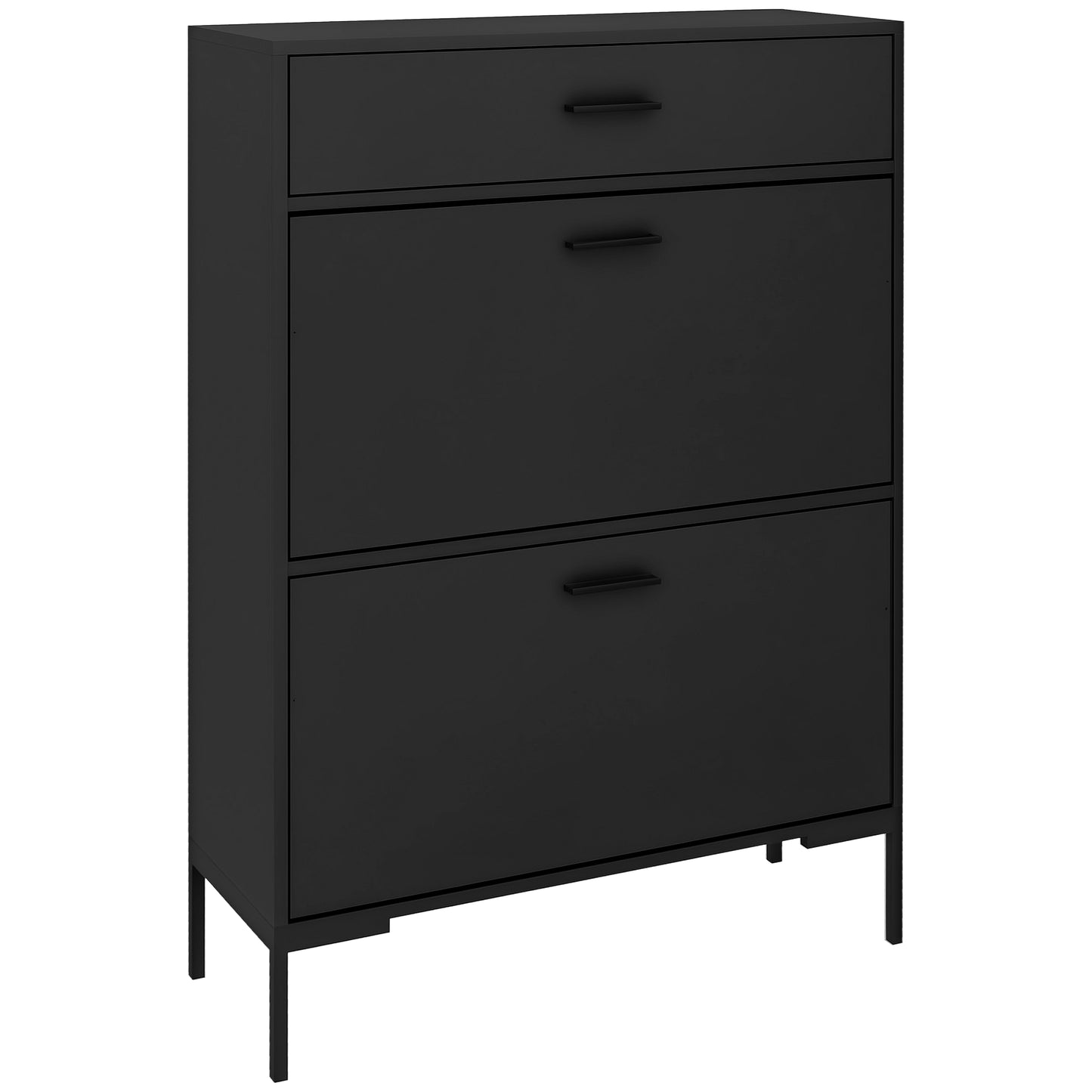HOMCOM Modern Shoe Cabinet Storage 12 Pair Shoe Organizer with 2 Flip Doors Drawer and Adjustable Shelf White