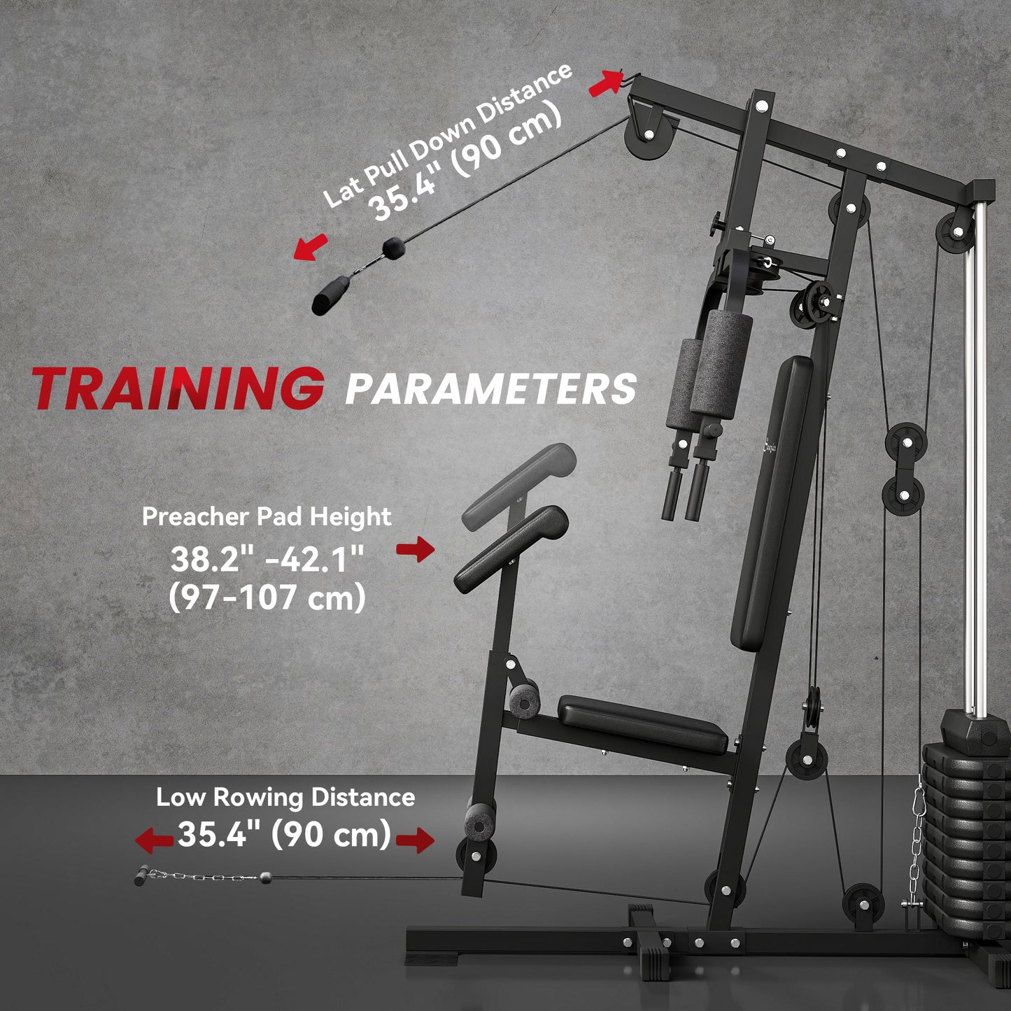 Soozier Multi-Exercise Home Gym Station with 99lbs Weight Stack, for Full Body Workout
