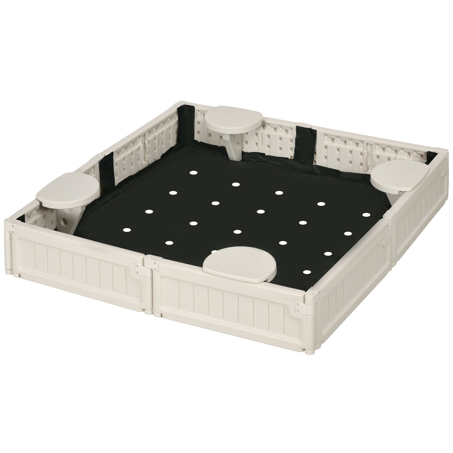 Outsunny Kids Outdoor Sandbox with Canopy, Bottom Fabric Liner, Brown