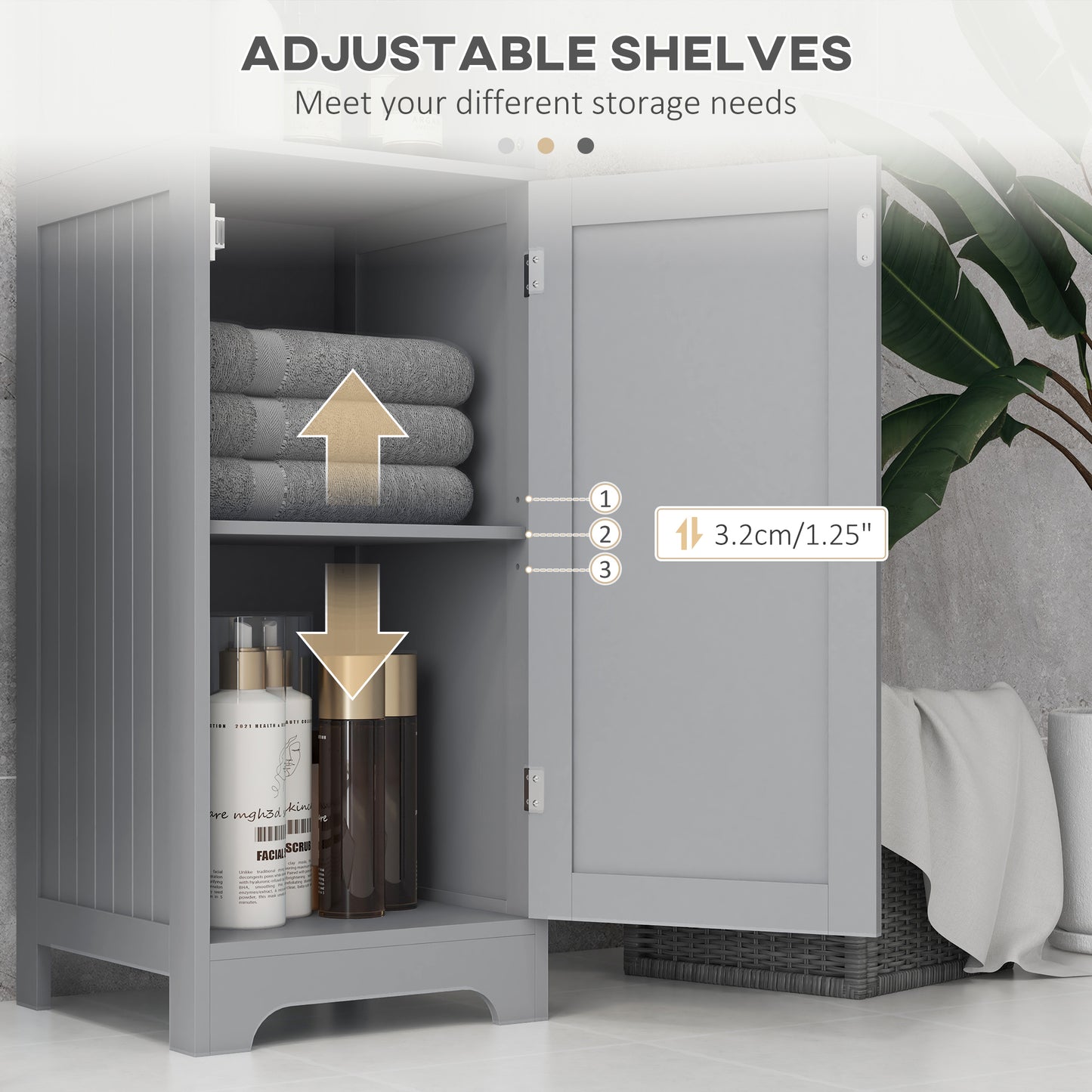 kleankin Tall Bathroom Storage Cabinet, Freestanding Tower Cabinet with Adjustable Shelf, 3 Open Shelves, White
