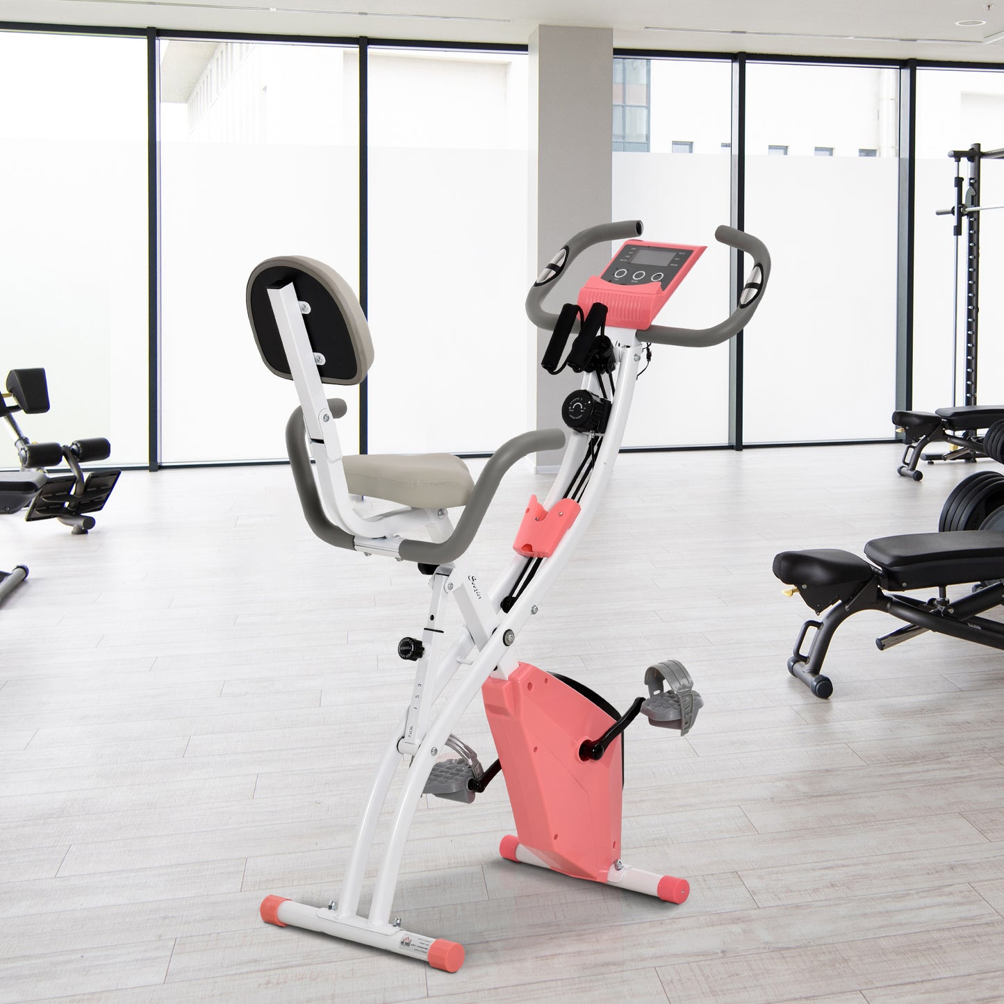 Soozier 3 in 1 Folding Exercise Bike, Foldable Stationary Bike with 8-Level Magnetic Resistance, Adjustable Seat, Black