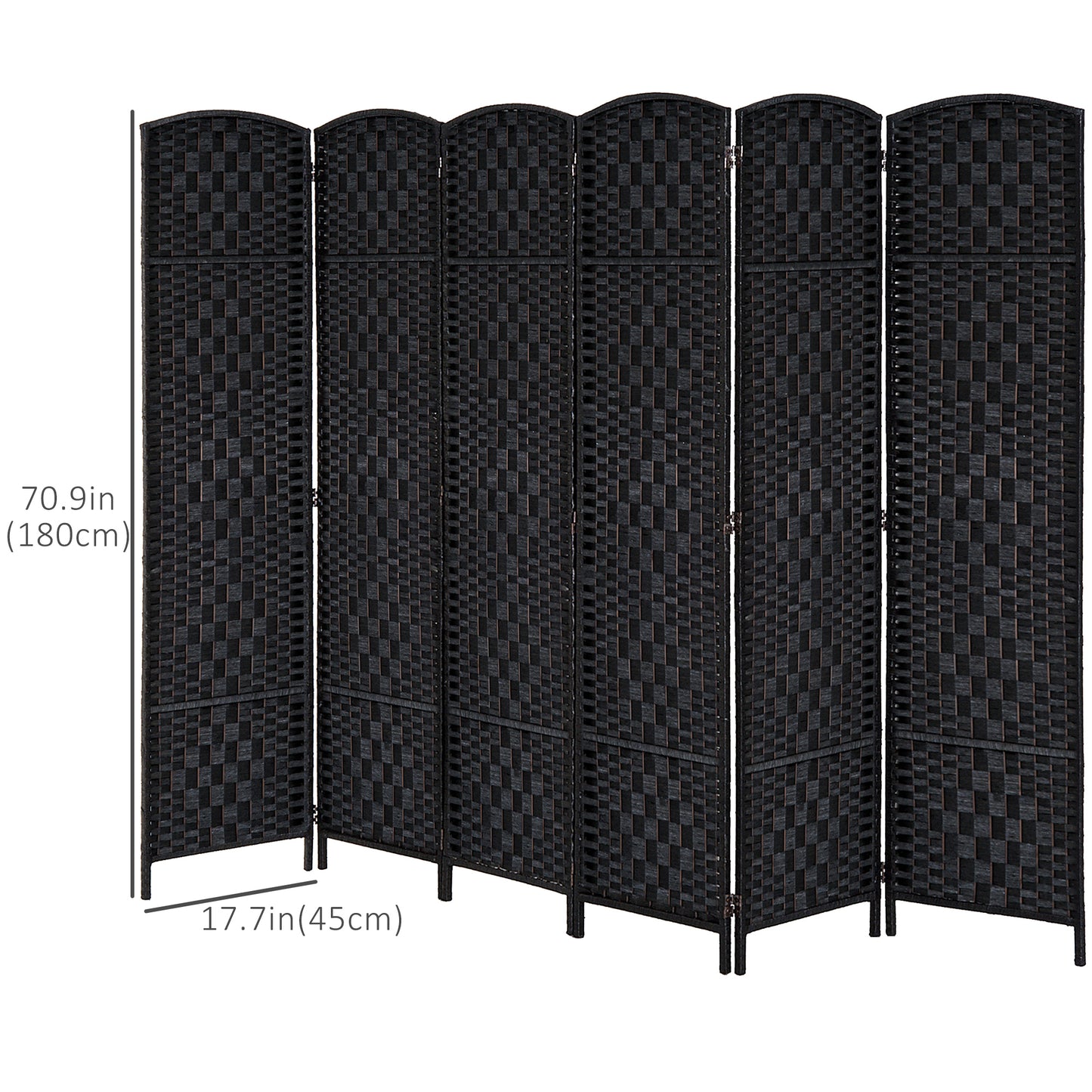 HOMCOM 6ft Folding Room Divider, 6 Panel Wall Partition with Wooden Frame for Bedroom, Home Office, Natural