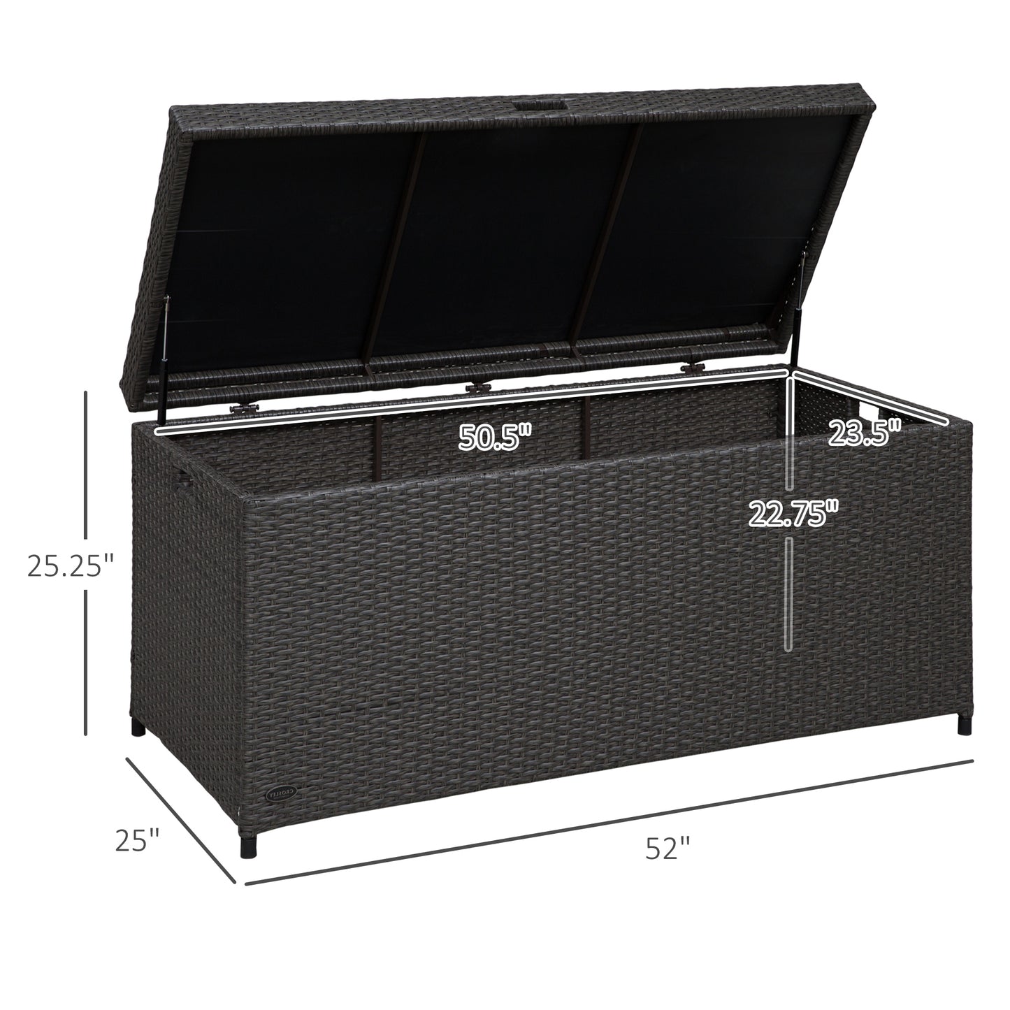 Outsunny Outdoor Storage Box with 118 Gallon Storage, Plastic Top Lid, Handles for Cushions, Pool Essentials, Garden Tools, Grey