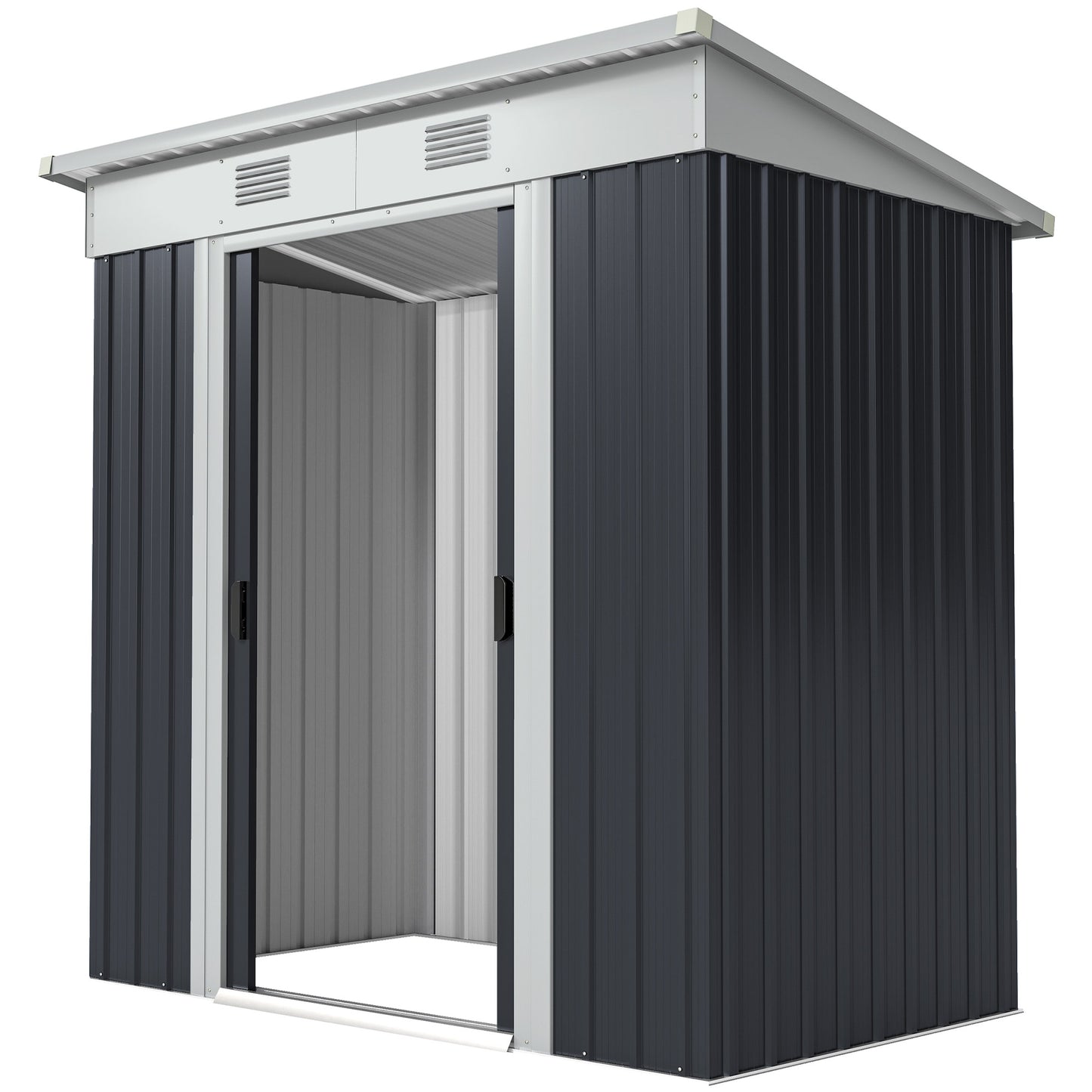 Outsunny 7' x 4' Outdoor Storage Shed, Metal Garden Tool Storage House Organizer with Lockable Sliding Doors and Vents for Backyard Patio Lawn, Charcoal Grey