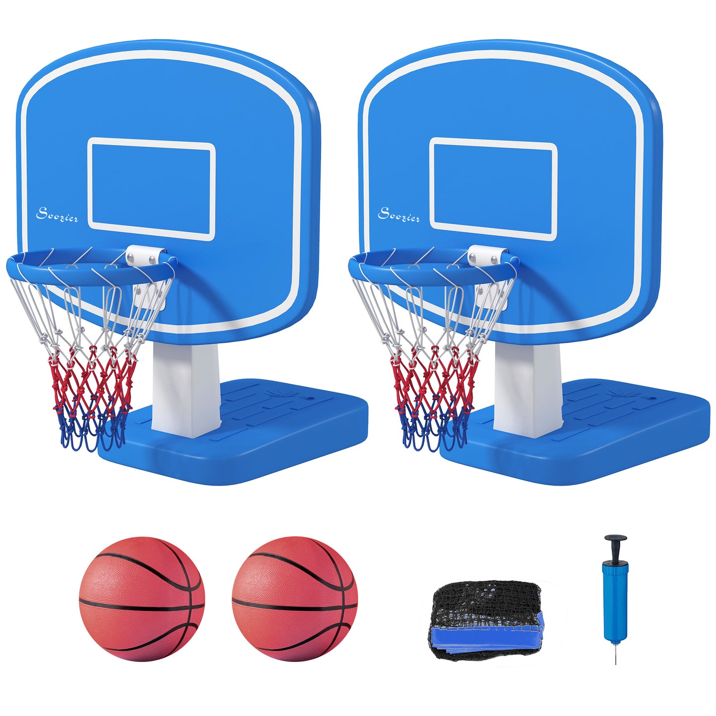 HOMCOM 51"-64" Height Adjustable Basketball System Poolside Hoop Stand Portable with Wheels