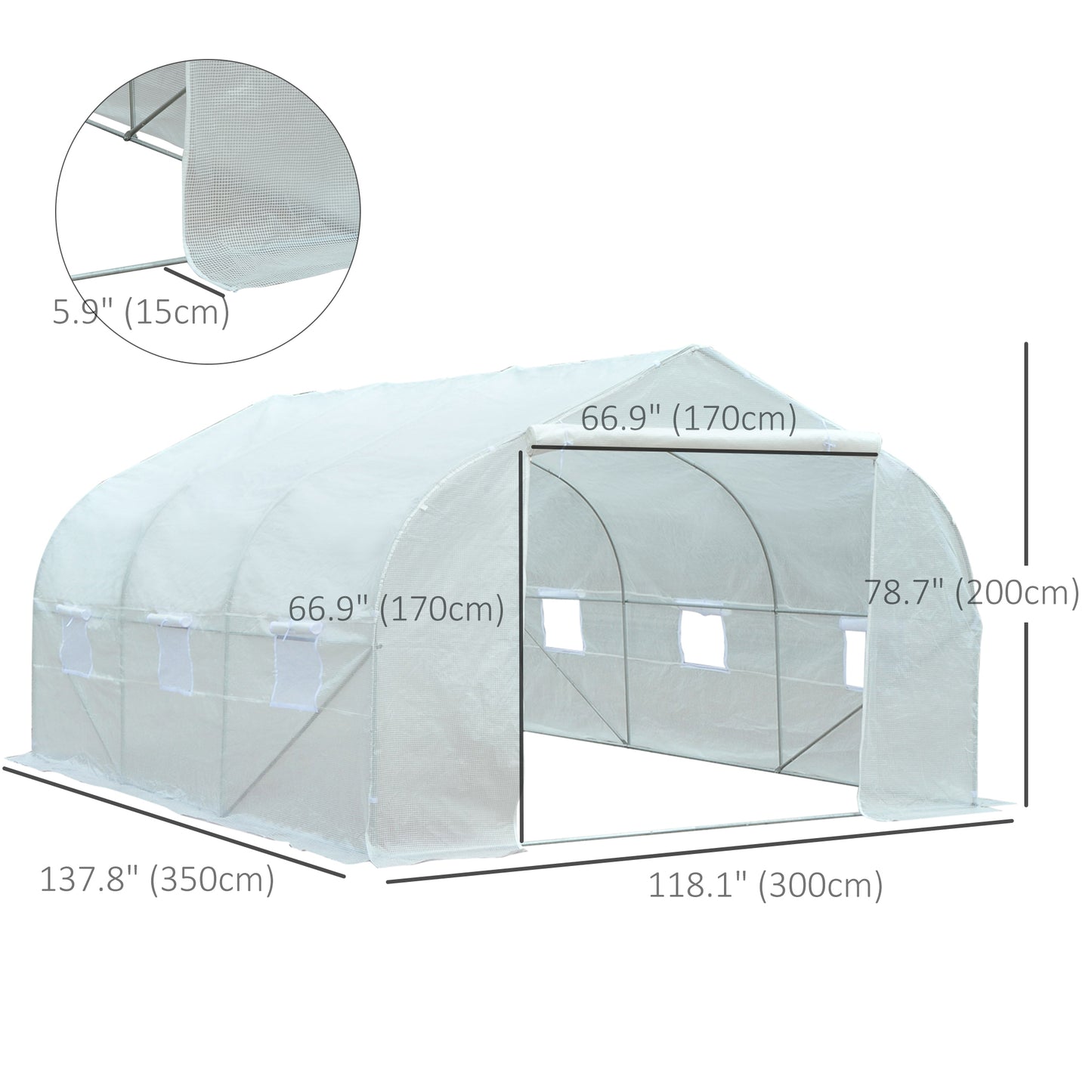 Outsunny 11.5'x9.8'x6.6' Portable Walk-In Tunnel Greenhouse Garden Warm House - White