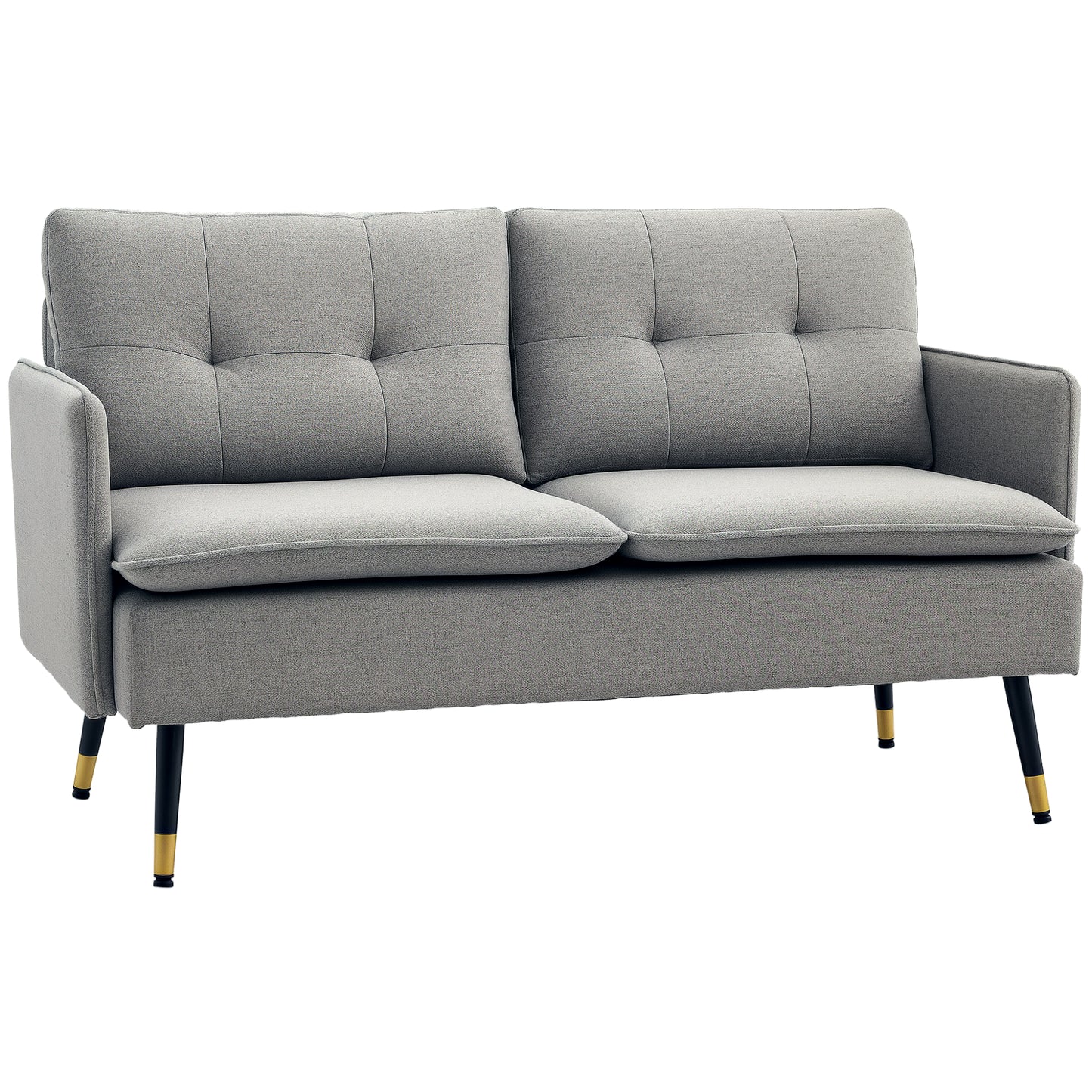 HOMCOM 55" Loveseat Sofa for Bedroom, Modern Love Seats Furniture with Button Tufting, Upholstered Small Couch for Living Room, Small Space, Grey