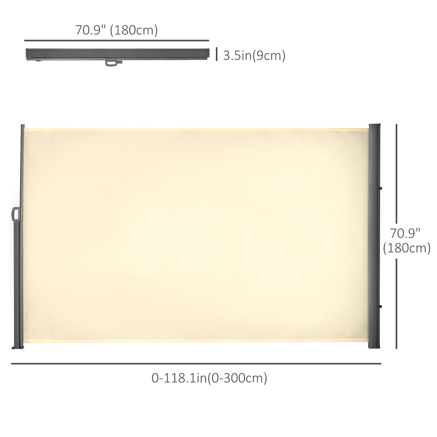 Outsunny 118" x 63" Retractable Side Awning Patio Outdoor Folding Privacy Screen with Resistance to UV Rays & Wind, Grey