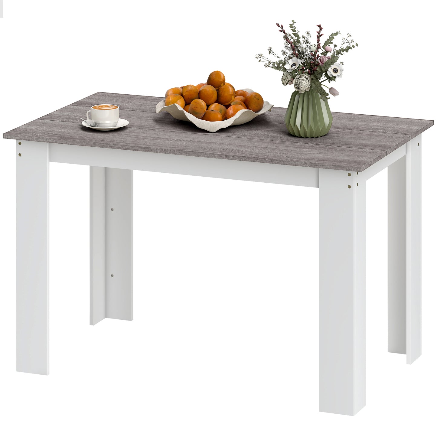 HOMCOM Kitchen Table for 4-6 People, Dining Table with Wood Effect for Dining Room, Oak