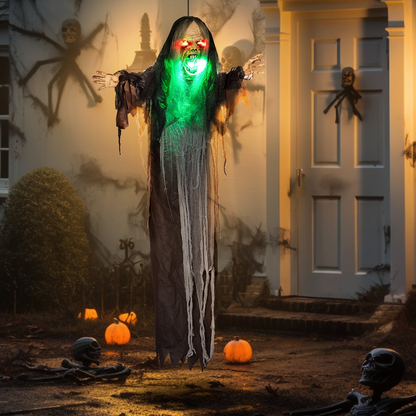 Outsunny 5.6' Life Size Clown Outdoor Halloween Decoration Animatronic, Animated Prop w/ Light Up Eyes