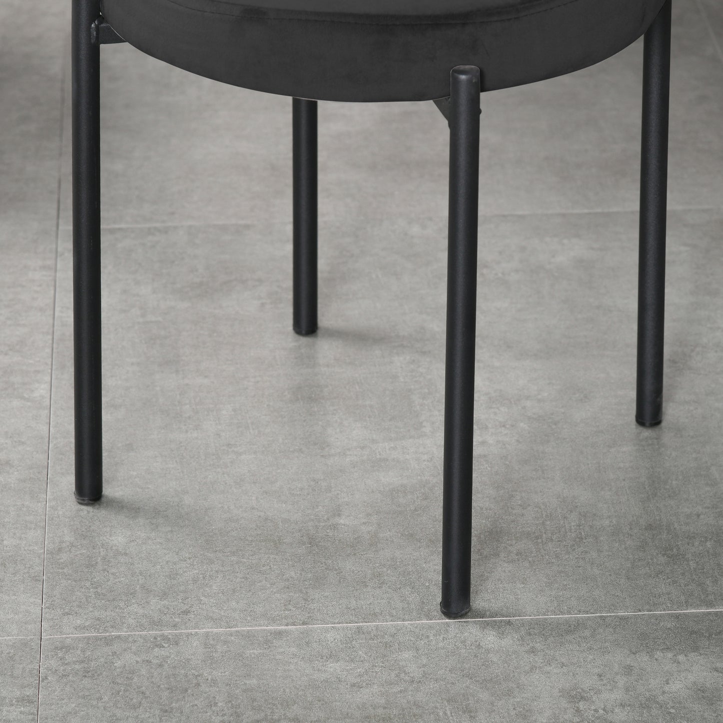 HOMCOM Backless Round Dining Chairs, Modern Stacking Stools Set of 4, Kitchen Chairs with Metal Legs, Black