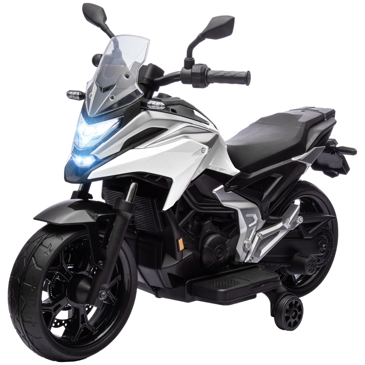 Qaba Honda Licensed 12V Ride on Motorbike for Kids with Headlights Music Training Wheels, for 3-6 Years, Blue