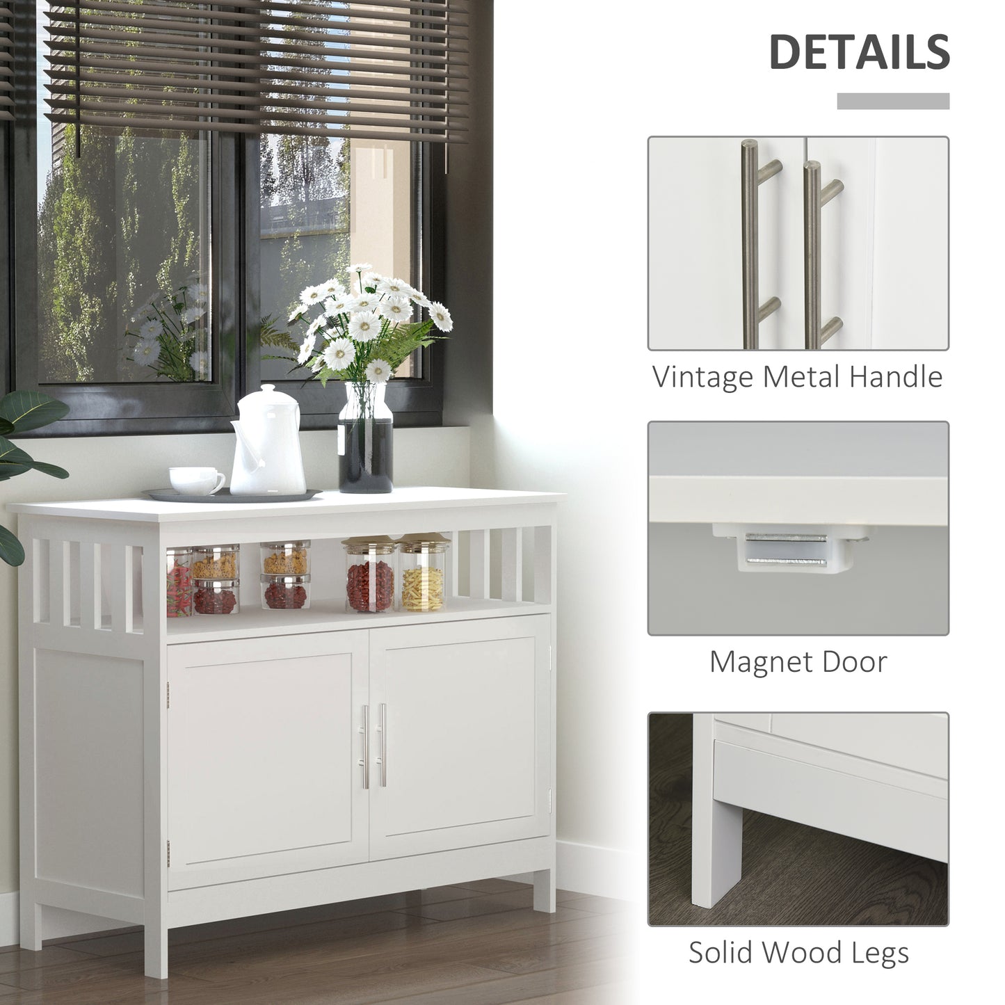HOMCOM Wooden Console Table with Open Shelf and 2 layers Cabinet Kitchen Furniture
