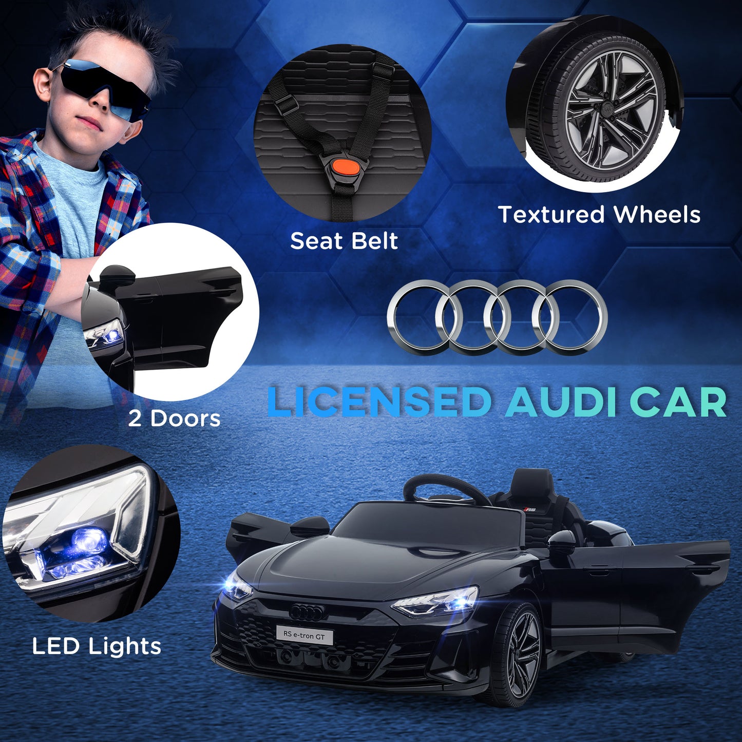 Aosom Ride-On Toy On Car with Remote Control, 12V 3.1 MPH Electric Ride for Kids w/ Suspension System, Horn Honking, White