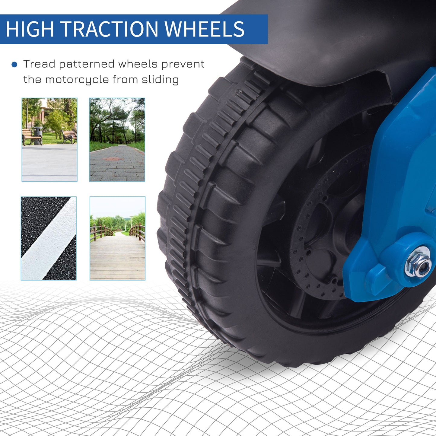 AOSOM Kids Electric Motorcycle Ride-On Toy 6V 3 km/h Max Speed for Kids 18 - 48 months Blue