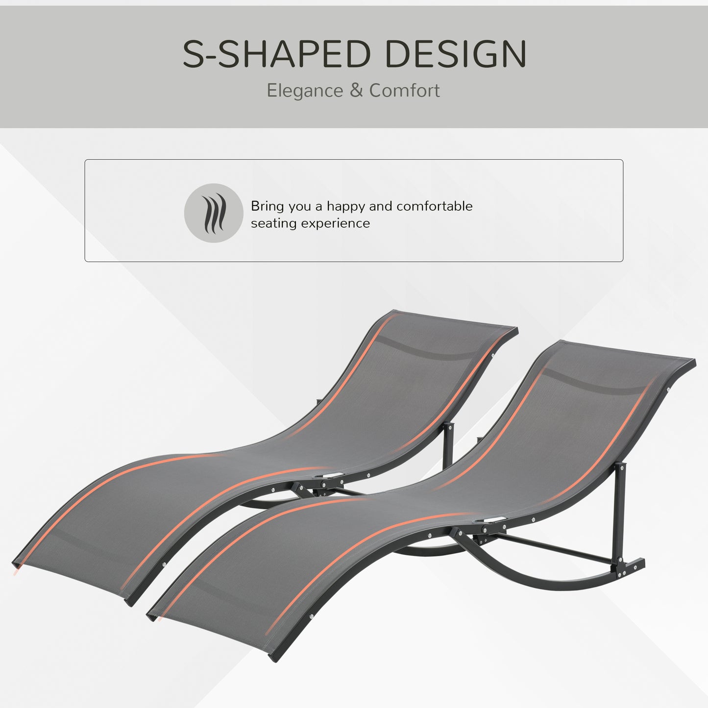 Outsunny Pool Chaise Lounge Chairs Set of 2, S-shaped Foldable Outdoor Chaise Lounge Chair Reclining for Patio Beach Garden With 264lbs Weight Capacity, Black