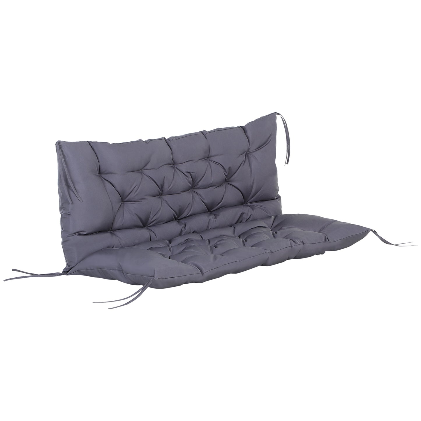Outsunny 2 Seater Garden Bench Cushion, Thick Outdoor Non-Slip 2 Seater Soft Pad With Backrest for Garden Patio, 52" x 43" x 4", Dark Grey