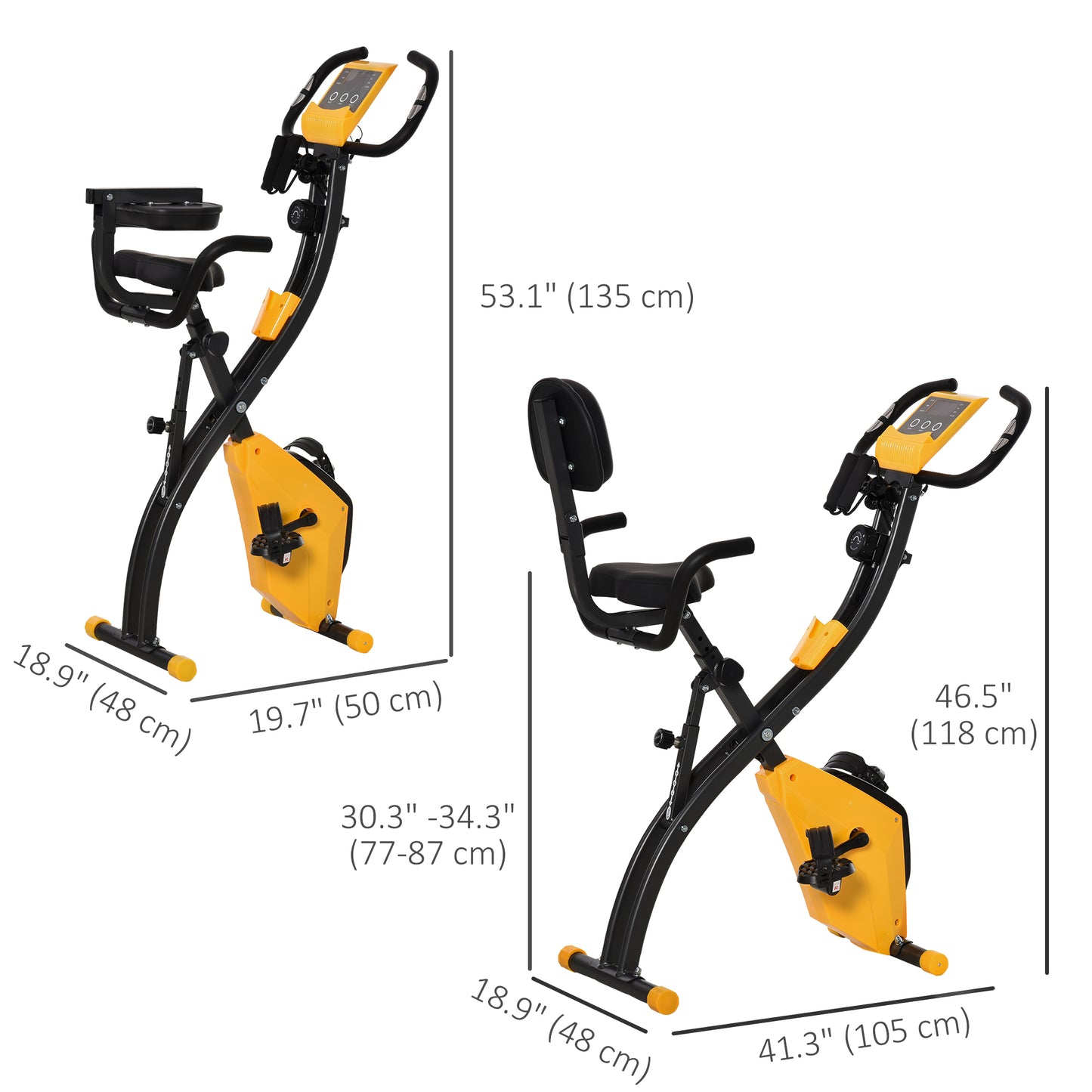 Soozier 3 in 1 Folding Exercise Bike, Foldable Stationary Bike with 8-Level Magnetic Resistance, Adjustable Seat, Black
