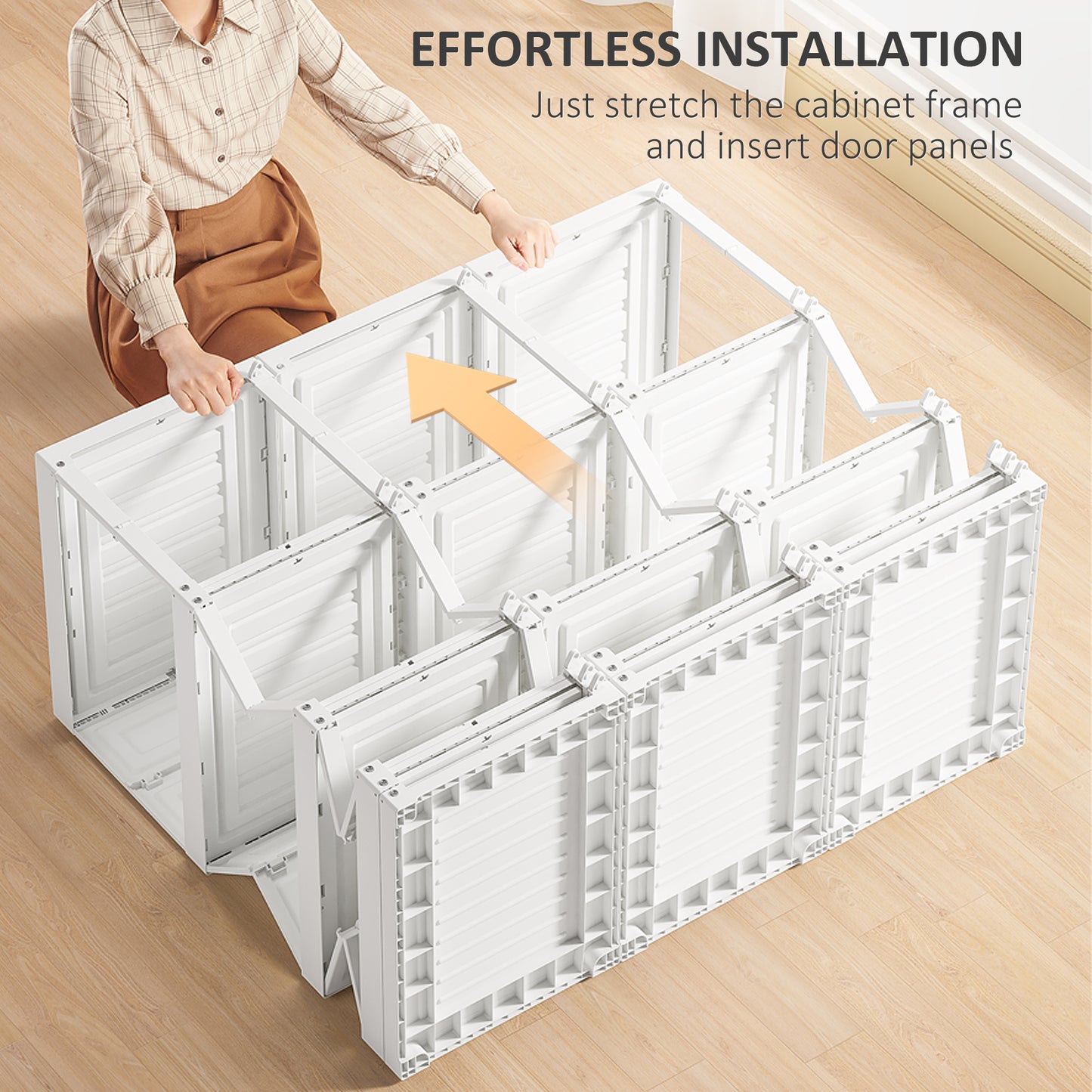 HOMCOM Portable Wardrobe Closet, Folding Bedroom Wardrobe, Clothes Storage Organizer with 8 Cube Compartments, White