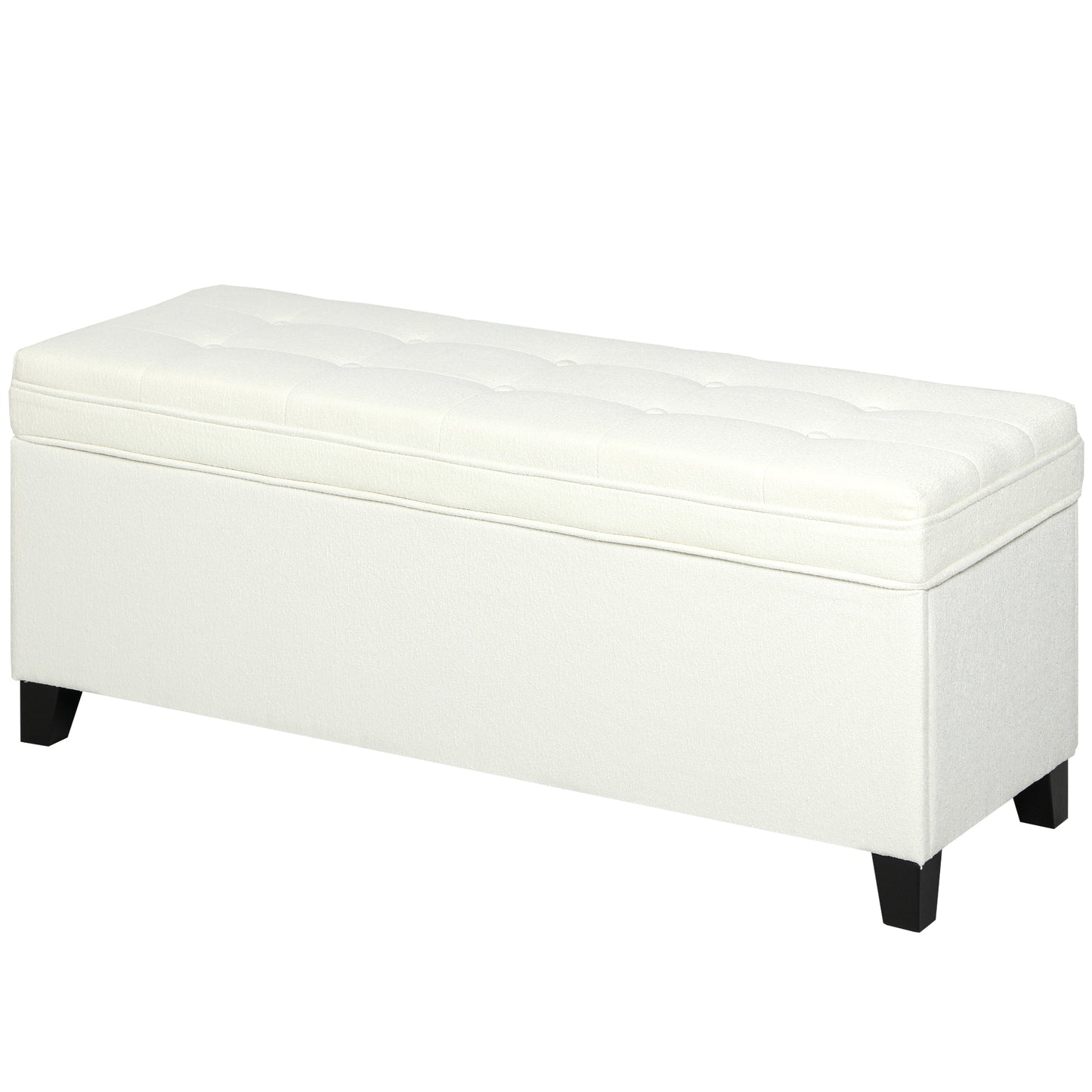 HOMCOM Storage Ottoman Bench, Foot Rest with Safety Hinges, 47 Inches Linen Storage Chest for Living Room, Dark Grey