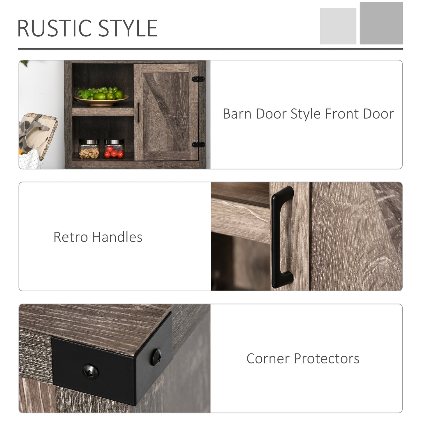 HOMCOM Rustic Barn Door Storage Cabinet Modern Farmhouse Buffet Sideboard for Kitchen and Dining Room White
