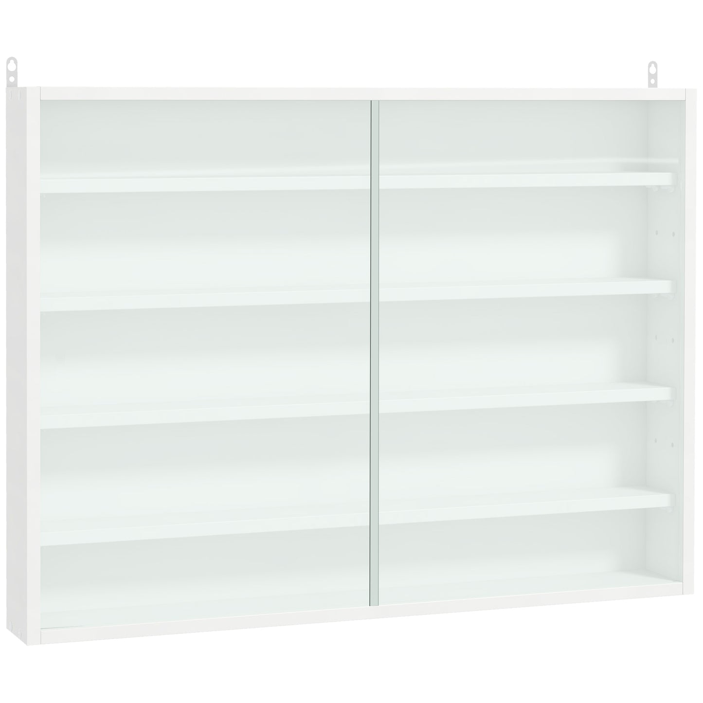HOMCOM 5-Tier Display Cabinet, Shot Glass Display Case, Glass Curio Cabinet with 2 Glass Doors and 4 Adjustable Shelves, White