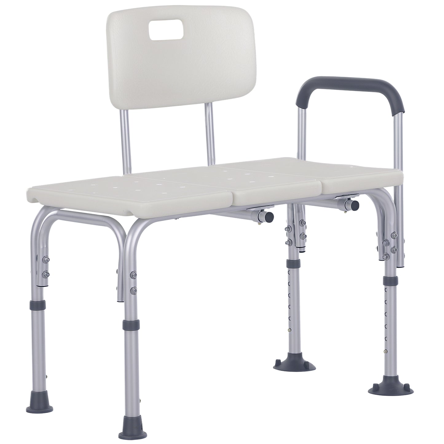 HOMCOM Bath Chair with Back, Adjustable Height Non-slip Shower Stool Bench Tool-Free Assembly Bathroom Aids, White