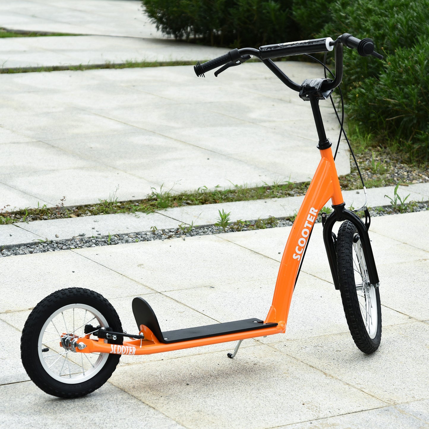 Aosom Kids Scooter with Adjustable Handlebar, Youth Kick Scooter with Dual Brakes, Inflatable Wheels, for Age 5+, Blue
