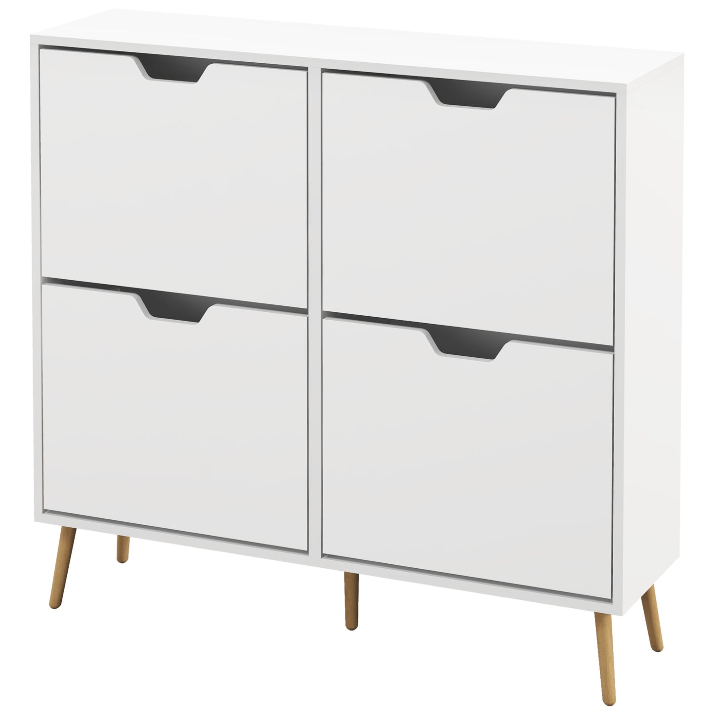 HOMCOM Shoe Storage Cabinet with 4 Flip Drawers and Adjustable Shelf, Shoe Cabinet for 8-16 Pairs of Shoes, Natural