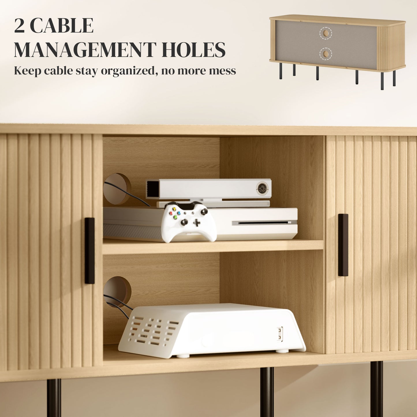 HOMCOM TV Stand Cabinet for TVs up to 55 Inches, TV Unit with Storage Shelves and Cabinets for Living Room, Oak Tone